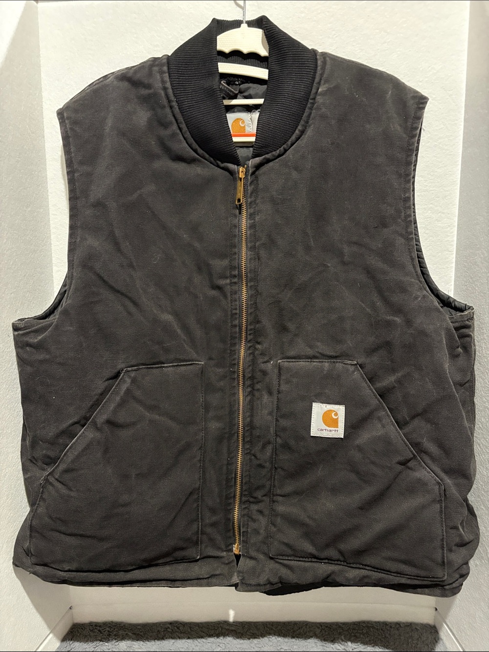 Vintage Carhartt Men’s Black XL Vest VQ185 Lined Quilted Workwear